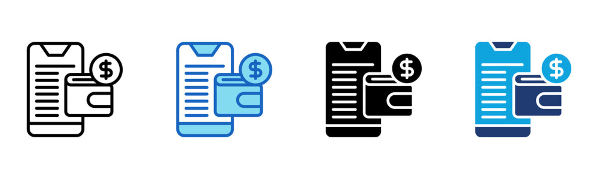 Mobile Wallet icon Multi Style Vector Illustration