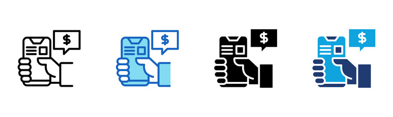 Payment App icon Multi Style Vector Illustration