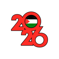 2026 banner with Palestine flag inside.