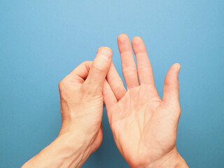 Hand position for mudra no. 3 in Jin Shin Jyutsu, alternative healing method or self-help concept