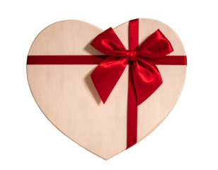 Elegant heart-shaped gift box with red ribbon