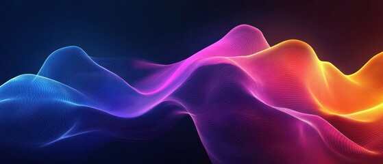 Abstract Wavy Lines with Neon Color Gradient