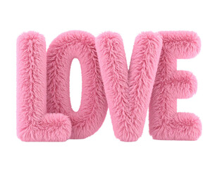 Fluffy Pink Love Letters with Soft Texture, Isolated on White Background PNG (2)