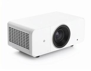 Portable Mini Projector Device with Lens Visible, isolated on white for tech mockups