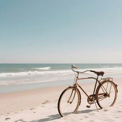 Fototapeta premium Vintage Bicycle on a Sandy Beach by the Ocean
