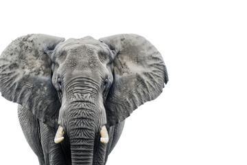 Gentle elephant walking slowly isolated on transparent background