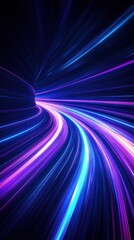 Abstract Curved Lines of Blue and Purple Light
