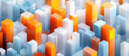 Naklejka premium Abstract Glass Skyscrapers in Orange and Blue Tones
