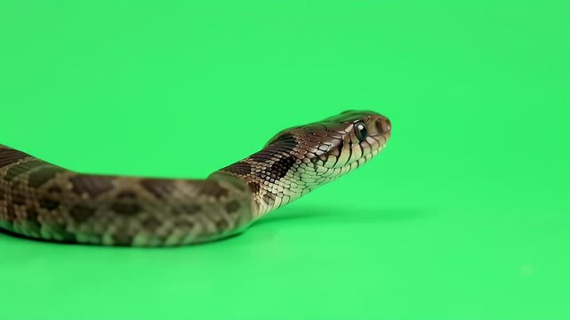 Spotted Python Portrait: Serpentine Beauty on Green Screen