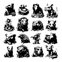 set of halloween elements