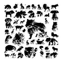 set of animals silhouettes vector