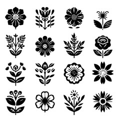 set of black and white flowers