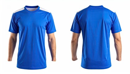 Front and back of royal blue athletic shirt