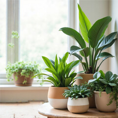 Fototapeta premium Plant in a pot on the windowsill
