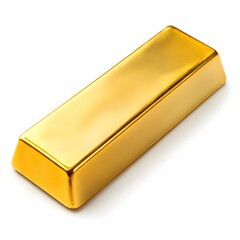 Shiny gold bullion bar on white background