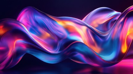 Abstract Liquid Waves with Iridescent Colors