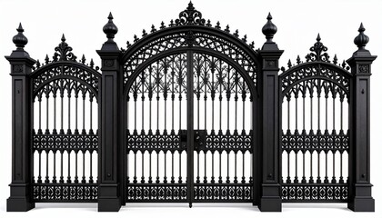 wrought iron gate on white background
