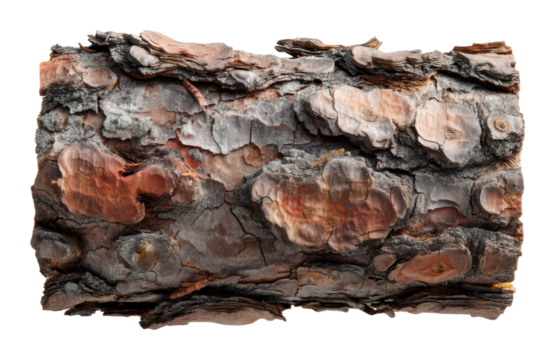 Exploring textured bark patterns forest nature. Isolated on transparent background, png.