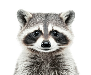 Fototapeta premium Charming raccoon portrait animal. Isolated on transparent background, png.