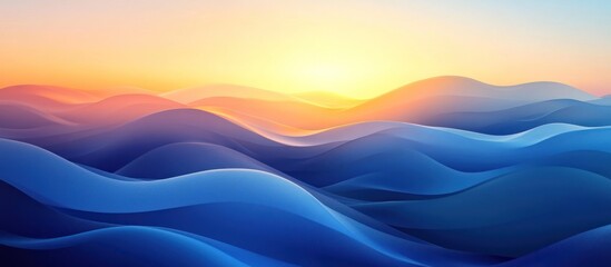 Fototapeta premium Abstract Blue and Orange Landscape with Sun