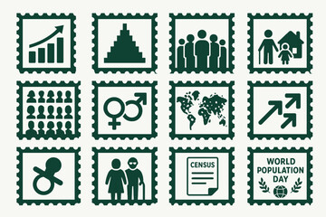 World Population Day Icons Demographics Census Gender Growth Family Statistics