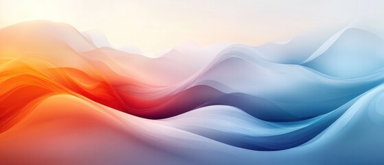 Fototapeta premium Abstract Wavy Landscape in Warm and Cool Tones
