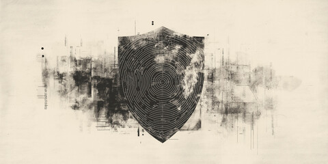 Abstract artwork illustrating security, protection and technological shielding