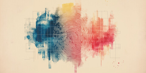 Abstract watercolor fingerprint artistic concept for identity and security