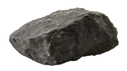 Single dark grey rock for geology or landscape design isolated PNG with Transparent Background