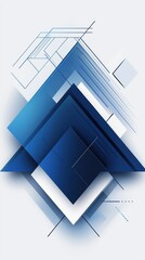 Abstract Geometric Design with Blue and White Shapes