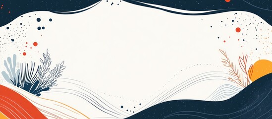 Abstract Illustration with Orange, Blue, and White Shapes