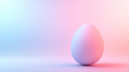 Single White Egg on Pink and Blue Gradient Background