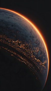 fiery protoplanet with intense surface heat and burn marks glowing in space with molten textures and cosmic energy in a dramatic astronomical scene