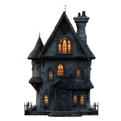 Castle in the night isolated on transparent background