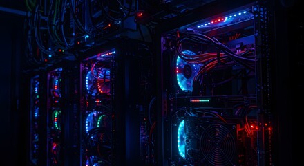Computer Server with Colorful Light