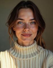 Beautiful woman with blue eyes and a warm smile