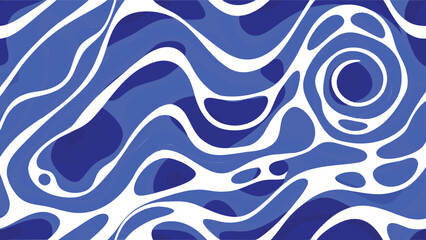 Abstract blue and white flowing shapes creating a dynamic and organic visual pattern design art