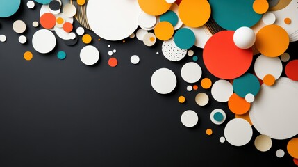 Vibrant Colorful Circles on Deep Black Background Creating Dynamic Art