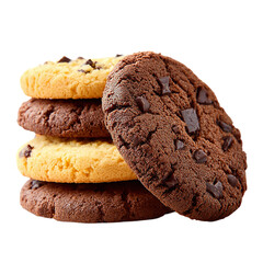 Fototapeta premium Butter and chocolate cookies on transparent background