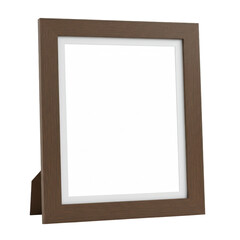 Empty wooden photo frame, isolated on white background. Clean, minimal style for interior mockups, presentations, and decoration visuals.