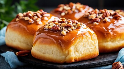 Close Up of Delicious Plate of Food Featuring Freshly Made Bun and Sides