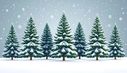 Obraz premium Snowy fir trees in a winter landscape