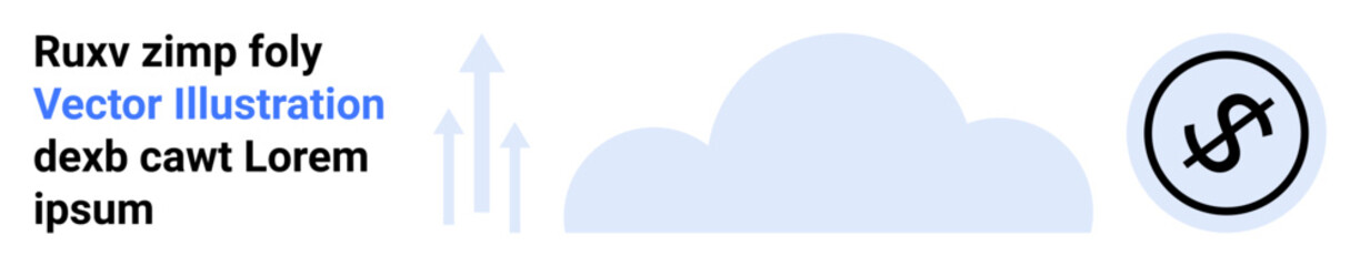 Cloud icon and dollar sign linked with arrows representing growth, finance, and technology. Ideal for cloud services, technology solutions, data management, financial systems, innovation, growth