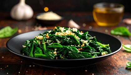 Garnishing Stir-Fried Morning Glory Rau Muống Xào Tỏi. Traditional Vietnamese Food