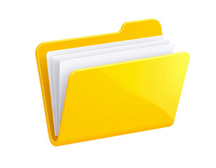 Vibrant yellow folder neatly holds important white documents for organized information