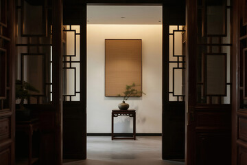 entrance to the hotel Gallery, exhibition, photo frame, interior design, decoration product mockup photo E-commerce marketing poster Background of shooting scene
