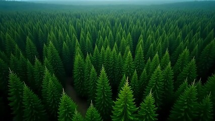 Aerial view of evergreen forest trees nature landscape background drone footage stock video 4k - Powered by Adobe