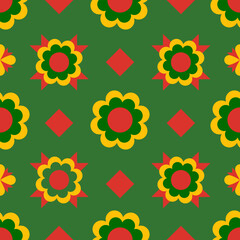 Christmas Colorful Geometric Floral Background Seamless Floral Pattern 