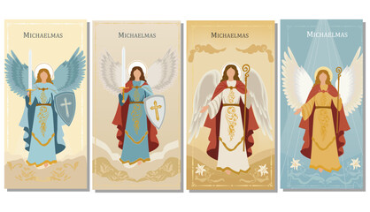 Bold Michaelmas Illustration of Archangel Michael Ready for Battle