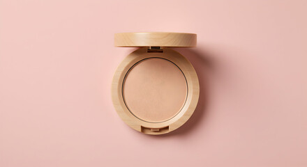 Natural Beauty Makeup Powder Compact EcoFriendly Wooden Case Beige Tone Soft Light
